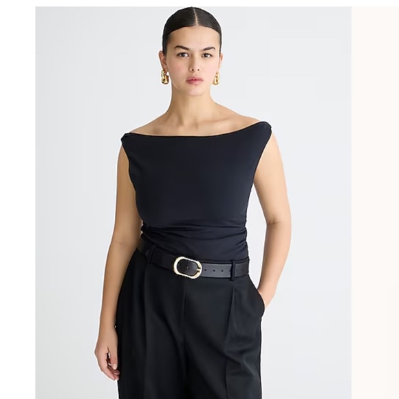 J. Crew Tops - NWT Black Off-the-shoulder tank top in stretch cotton blend SZ XXS